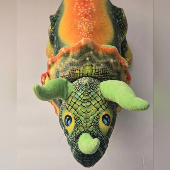 Plush Dinosaur Toy with Green and Orange Accents - Picture 7 of 7